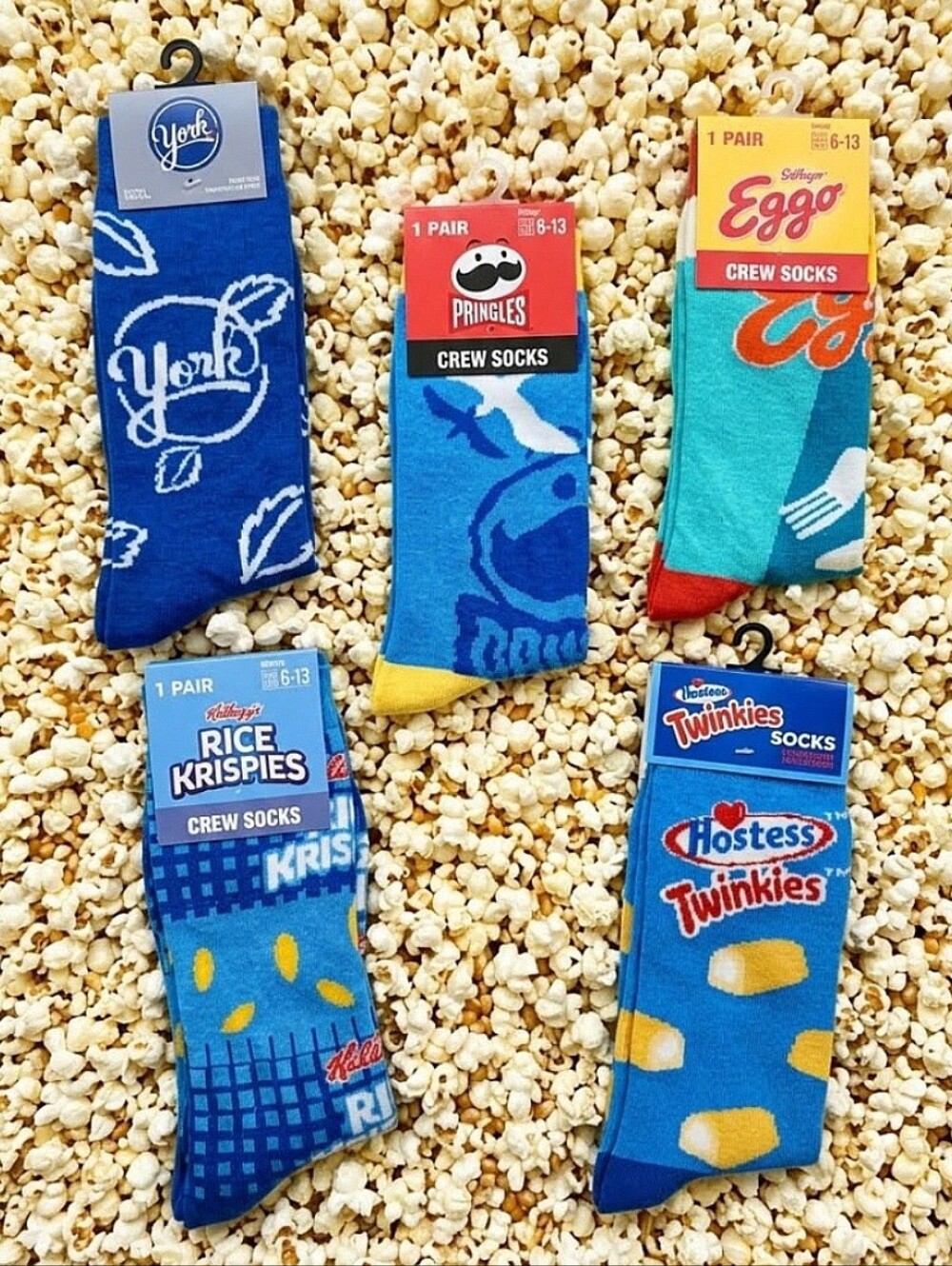 5 Novelty Snack Crew Socks